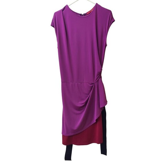 Narciso Rodriguez for Design Nation Pink and Red Dress with Black Sash - Picture 2 of 15